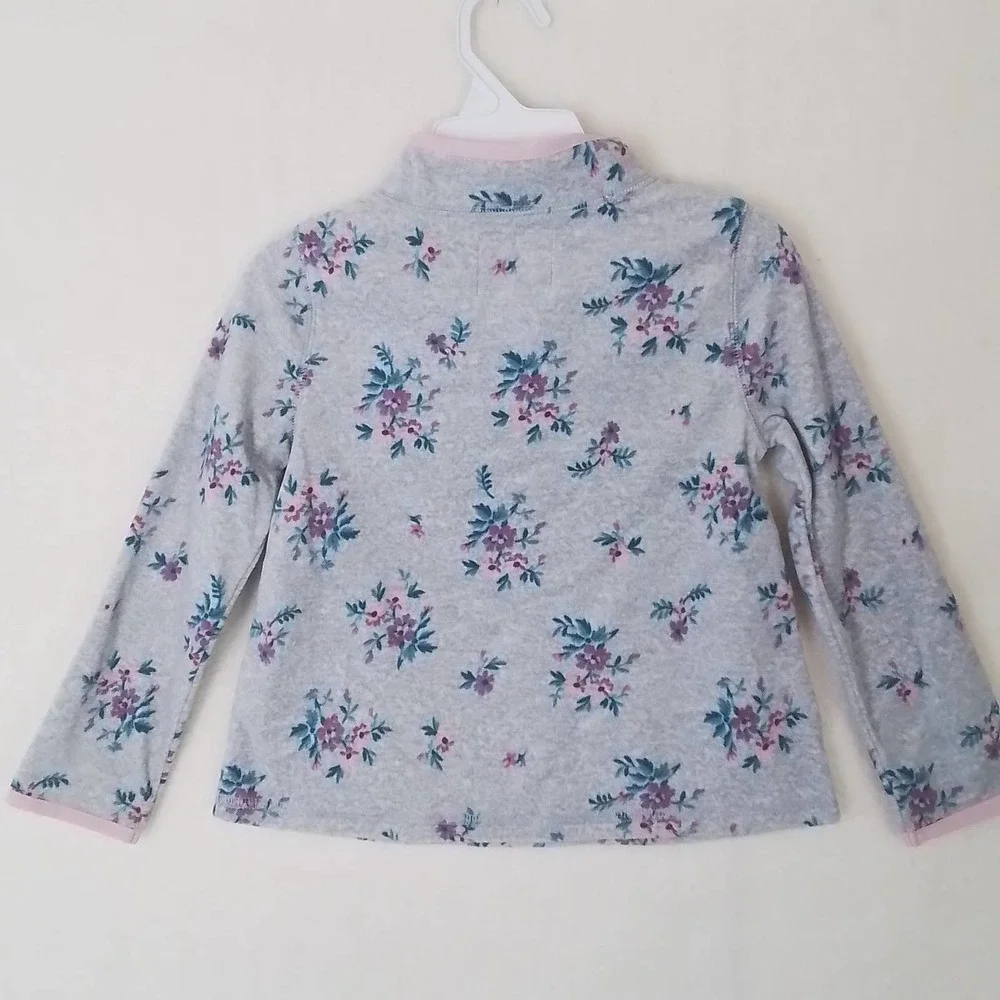 Oshkosh 1/4 Zip Fleece Pullover Size 6‎ in Grey w/ Floral Print
